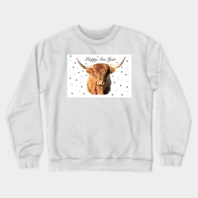 Happy Moo Year Cow Crewneck Sweatshirt by Jane Braat